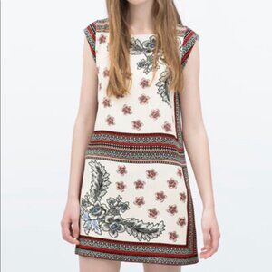 ZARA Trafaluc Floral & Geometric Print Shift Dress - Bohemian / Scarf Print